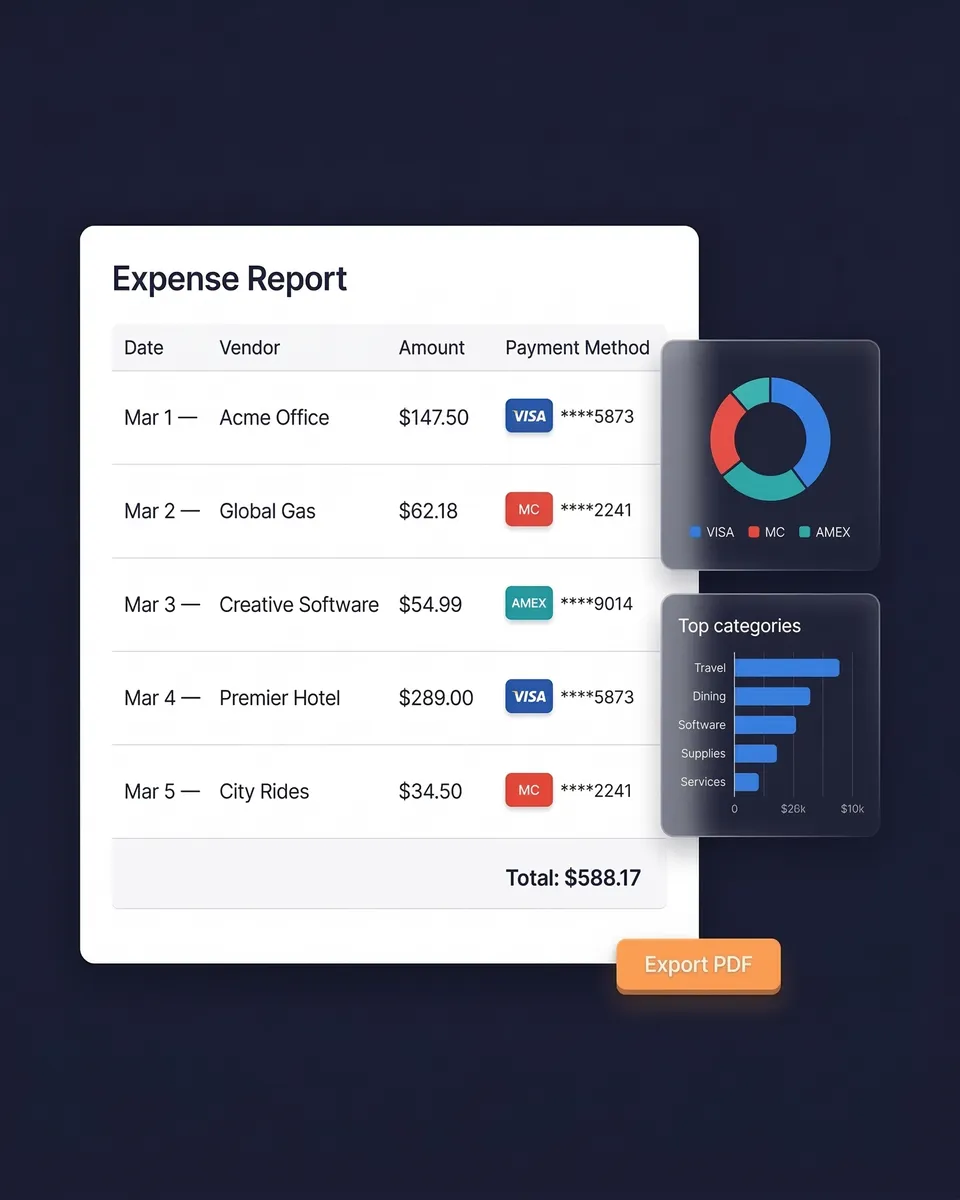 Expense reports from credit card receipts