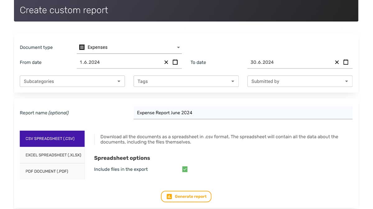 Create a custom report with your PDFs