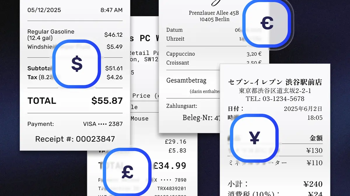 Global support - track expenses in over 150 currencies and in any language