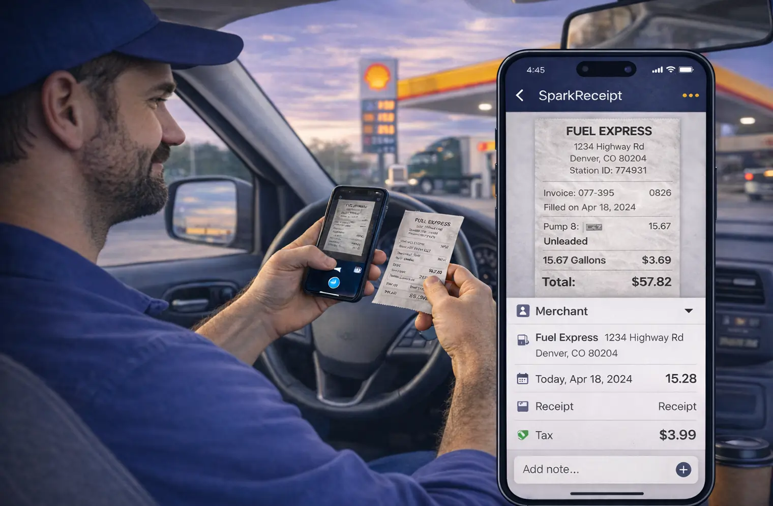 Scan receipts on the go while in your car